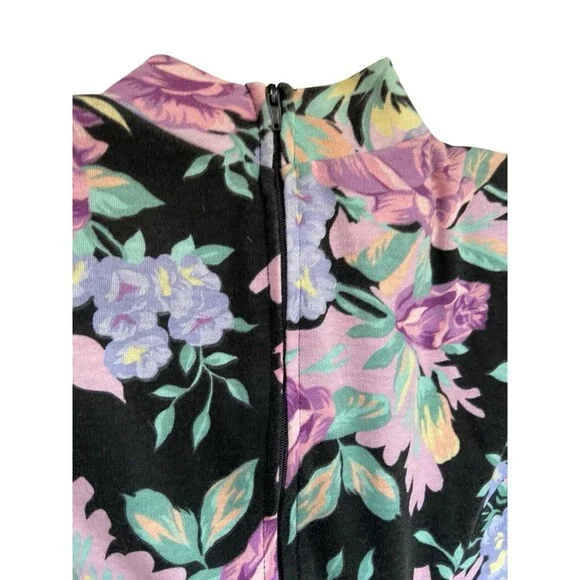 Vintage Floral Skater Dress‎ Size S Cottagecore 80s Shoulder Pads CFTC Sport USA - Picture 6 of 12